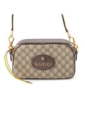 Gucci Leather GG Supreme Taiga Head Sherry Line Shoulder Bag Brown